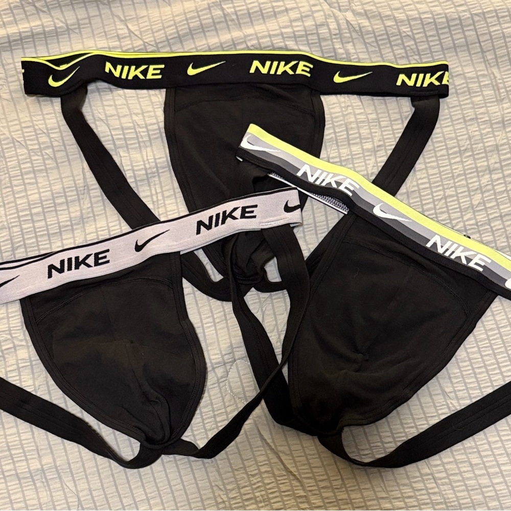 Nike Men's Black and Gray Jockstrap Set